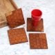 Honeycomb Pattern Brown Wooden Coasters - Pack of 4